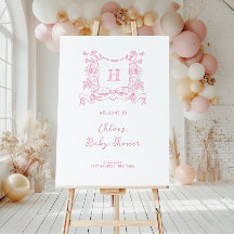 Chinoiserie Russe Bow Crest Baby shower Bienvenue