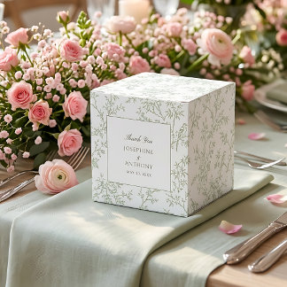 Chinoiserie Sage Green Floral Wedding Welcome Favor Box