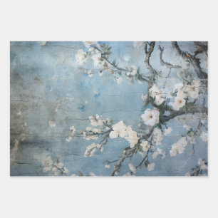 Chinoiserie Sea Blue Greens Backgrounds Wrapping Paper Sheet