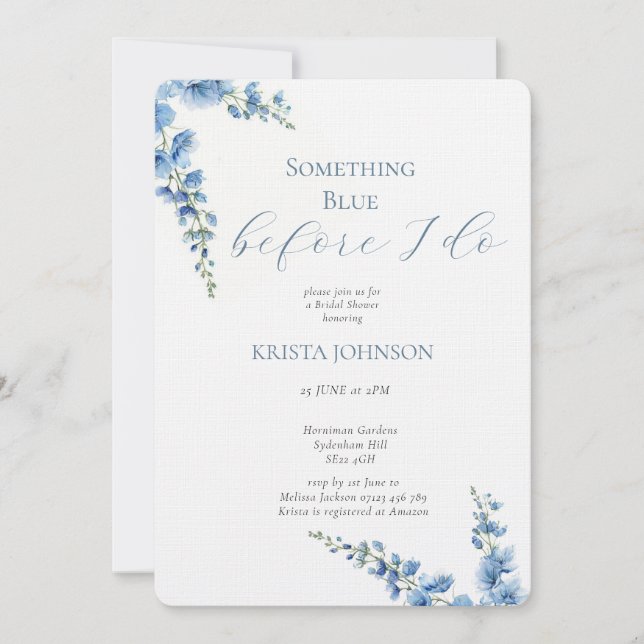 Chinoiserie Something Blue Bridal Shower Invitation (Front)