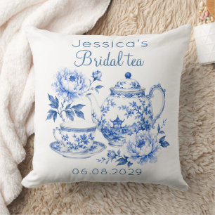 Chinoiserie Teapot Floral Vintage Bridal Shower Throw Pillow