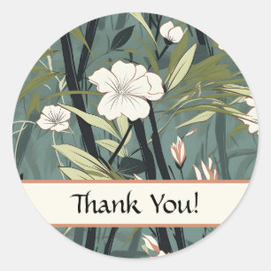 Chinoiserie Thank You Tropical  Asian Soft Teal  Classic Round Sticker
