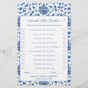 Chinoiserie This Or That Bridal Shower Game