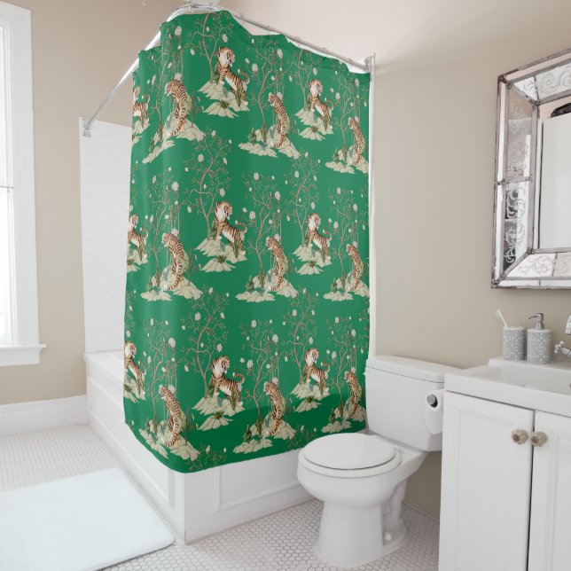 Chinoiserie Tiger, Peonies & Trees Spring Green (In Situ)