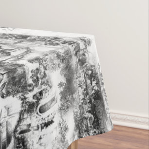 Chinoiserie toile black and white     tablecloth