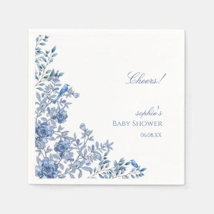 Chinoiserie Toile Blue Floral Baby Shower Napkin