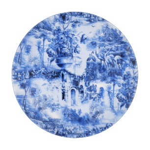 Chinoiserie toile,blue willow,blue china   cutting board