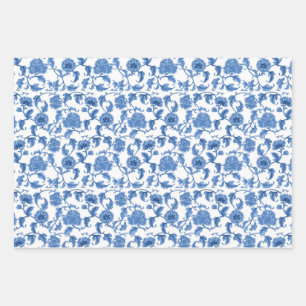 Chinoiserie Toile Blue Willow Wrapping Paper Sheet