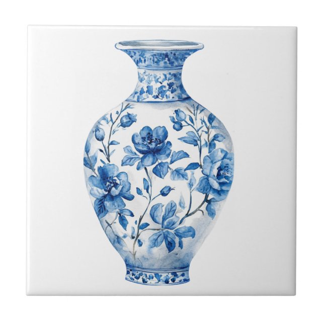 Chinoiserie Toile De Jouy Jar Tile (Front)