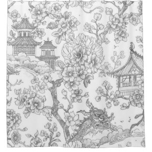 Chinoiserie Toile Dragon Cherry Blossom Ornamental