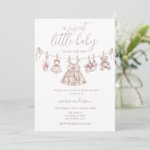 Chinoiserie Toile Girl baby clothes Baby Shower Invitation