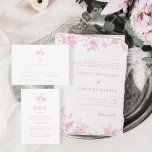 Chinoiserie Toile Pink Floral Wedding Invitation<br><div class="desc">Chinoiserie Toile Pink Floral Wedding Invitations</div>