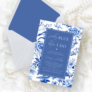 Chinoiserie Toile Something Blue Bridal Shower Invitation