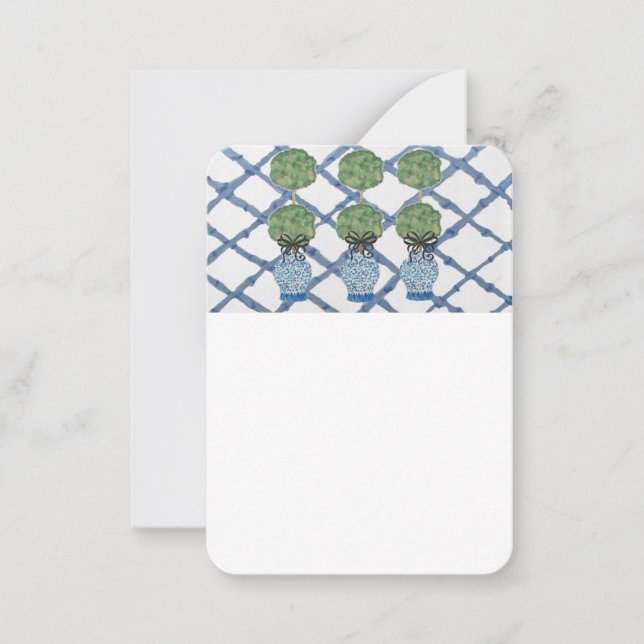 Chinoiserie Topiary Ginger Jar Flat  Card (Front)