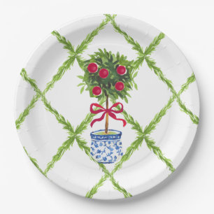 Chinoiserie Topiary, Grandmillenial Holiday Paper Plate