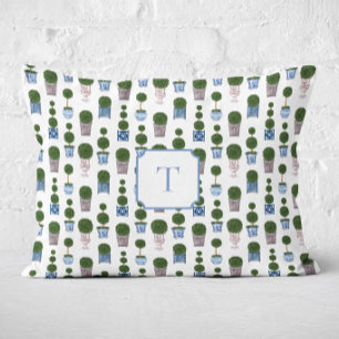 Chinoiserie Topiary Tree Bow Monogrammed Accent Pillow