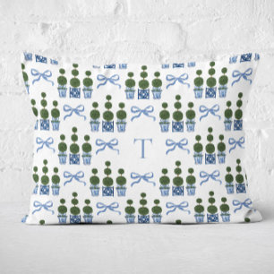 Chinoiserie Topiary Tree Bow Monogrammed Accent Pillow