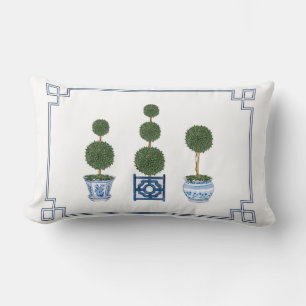 Chinoiserie Topiary Tree with Bows Lumbar Pillow
