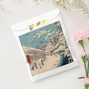 Chinoiserie Ukiyo-e Japanese Winter Snow Landscape Favour Bag