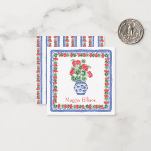 Chinoiserie Vase of Red Geraniums Gift Enclosure Card