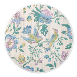 Chinoiserie Vintage Bird Floral Pastel Pattern Ceramic Knob