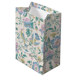 Chinoiserie Vintage Bird Floral Pastel Pattern Medium Gift Bag