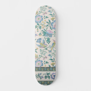 Chinoiserie Vintage Bird Floral Pastel Pattern Skateboard