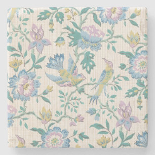 Chinoiserie Vintage Bird Floral Pastel Pattern Stone Coaster