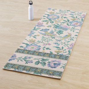 Chinoiserie Vintage Bird Floral Pastel Pattern Yoga Mat