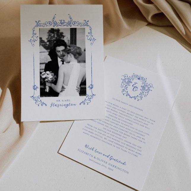 Chinoiserie Vintage Calligraphy Wedding Thank You Card (Creator Uploaded)