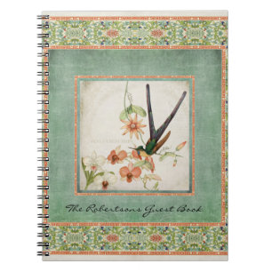 Chinoiserie Vintage Hummingbirds n Flowers Coral Notebook