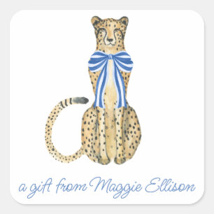 Chinoiserie Watercolor Bow Cheetah Gift Stickers