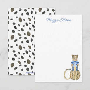 Chinoiserie Watercolor Bow Cheetah Note Cartes