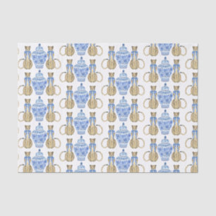 Chinoiserie Watercolor Bow Cheetah Tissue Paper