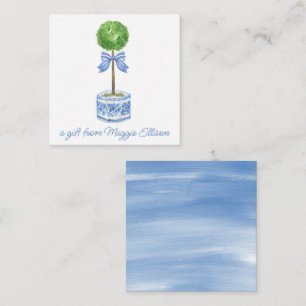 Chinoiserie Watercolor Bow Topiary Gift Enclosure Card