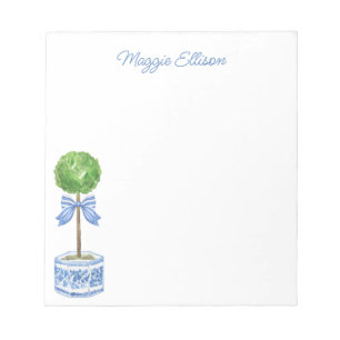 Chinoiserie Watercolor Bow Topiary Notepad
