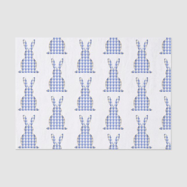 Chinoiserie Watercolor Chic Bunny Rabbits Tissue Paper (Front)