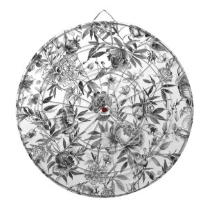 Chinoiserie Watercolor Floral Botanical Painting Dartboard