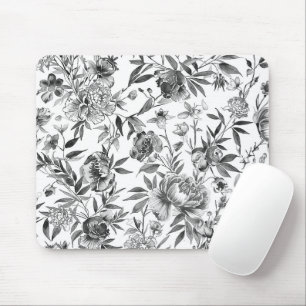 Chinoiserie Watercolor Floral Botanical Painting Mouse Pad
