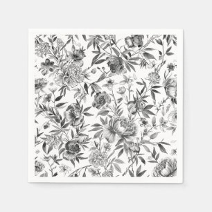 Chinoiserie Watercolor Floral Botanical Painting Napkin