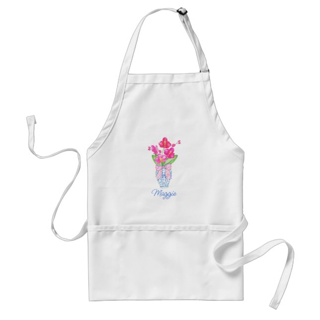 Chinoiserie Watercolor Ginger Jar Orchids Standard Apron (Front)