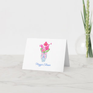 Chinoiserie Watercolor Ginger Jar Orchids Thank Yo You Card