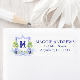Chinoiserie Watercolor Lemon Crest Return Address
