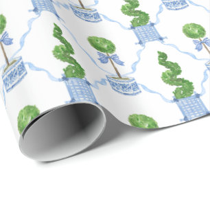 Chinoiserie Watercolor Topiary Wrapping Paper