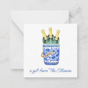 Chinoiserie Watercolor Wine Bucket Gift Enclosure Card