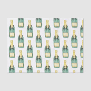 Chinoiserie Watercolor Wine Champagne Bottle Tissue Paper