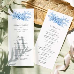 Chinoiserie Wedding Ceremony Program Blue Floral