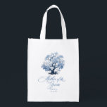 Chinoiserie Wedding Tree Motif Mother Groom ID1094 Reusable Grocery Bag<br><div class="desc">This eye-catching tote bag has the timeless elegance of a classic blue and white palette, a Chinoiserie blossoming tree motif and beautiful 'Mother of the Groom' calligraphy. The collection features sophisticated patterns and delicate motifs inspired by traditional Chinese porcelain, creating a refined and romantic aesthetic. From beautifully designed invitations to...</div>