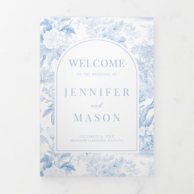 Chinoiserie Wedding Trifold Program Seating Chart (Cover)