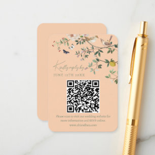 Chinoiserie Wedding Website RSVP QR Code  Enclosure Card